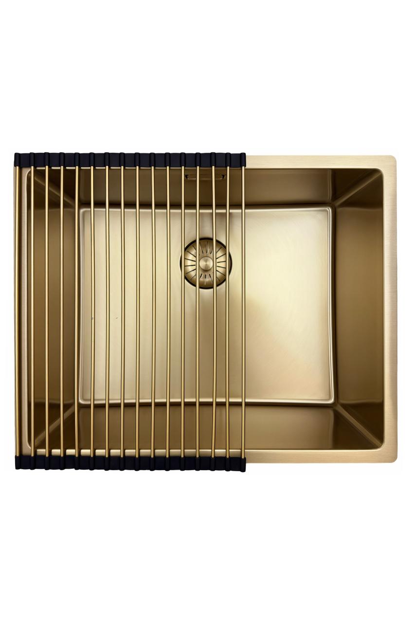 Pure.Sink Prestige Spüle 50x40 cm PVD Gold 10 mm Radius Unterbau, Flachbau und Aufbau PPG5040-60.