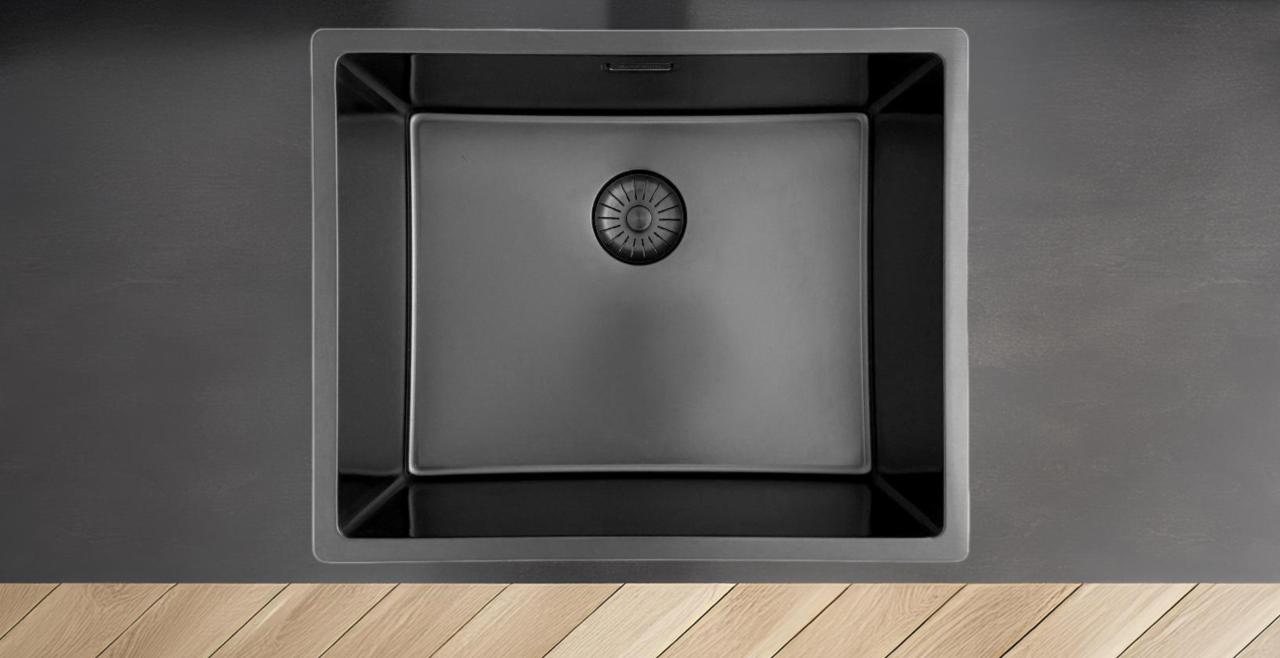 Pure.Sink Prestige Spülbecken 50x40 cm PVD Gun Metal 10mm Radius Unterbau, Flachbau und Aufbau PPG5040-61