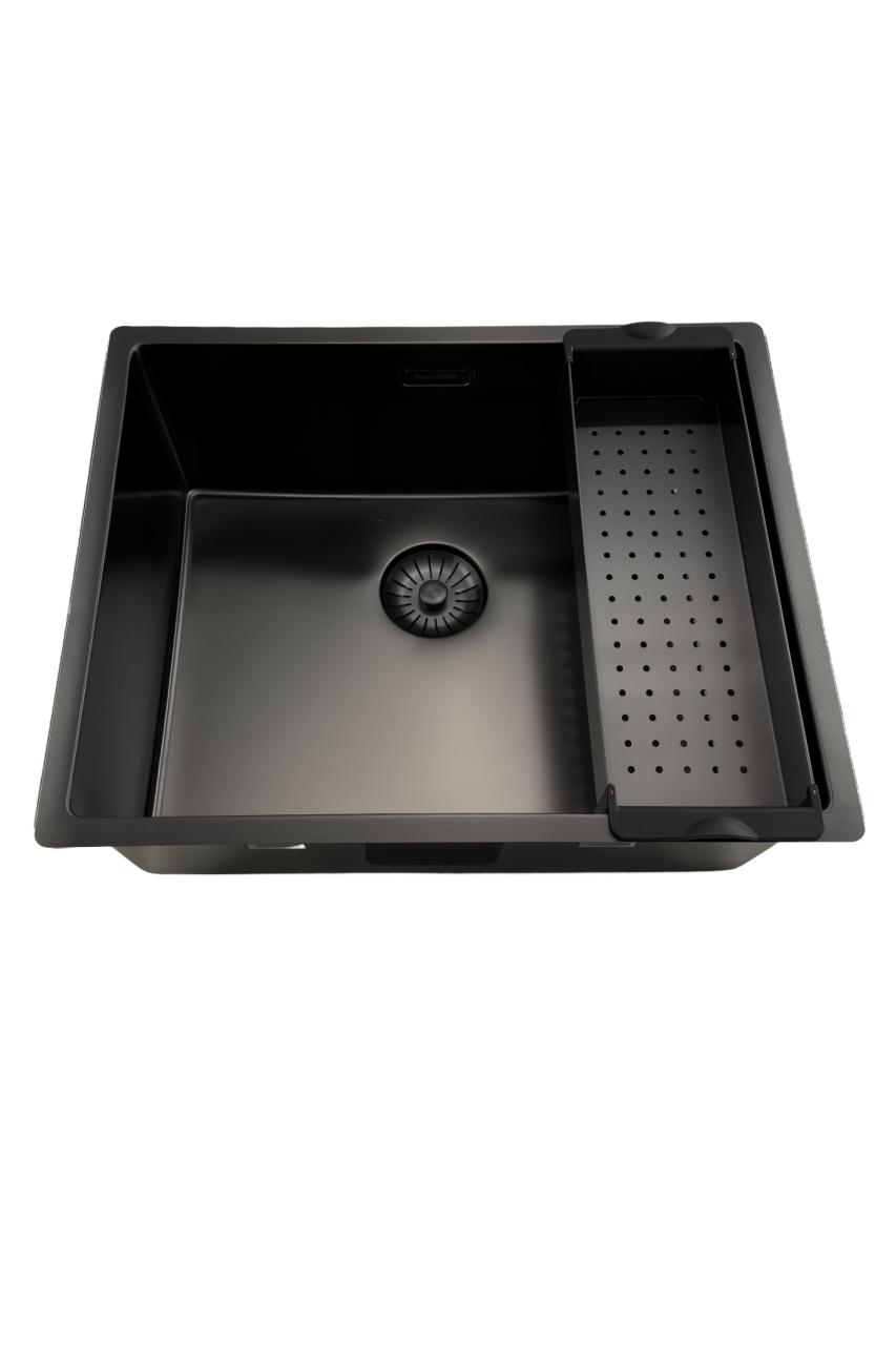 Pure.Sink Prestige Spülbecken 50x40 cm PVD Gun Metal 10mm Radius Unterbau, Flachbau und Aufbau PPG5040-61