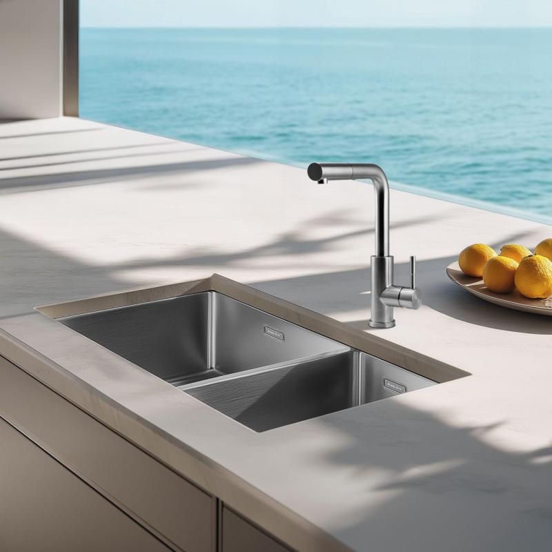 Pure.Sink Elite Steel Spark-S Küchenarmatur Edelstahl mit ausziehbarem Auslauf PS8041-02
