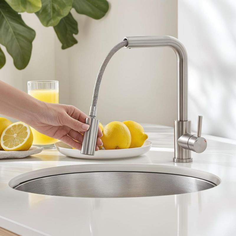 Pure.Sink Elite Steel Spark-S Küchenarmatur Edelstahl mit ausziehbarem Auslauf PS8041-02