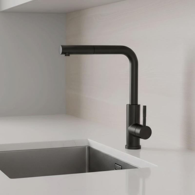 Pure.Sink Elite Steel Spark-S Küchenarmatur Mattschwarz mit ausziehbarem Auslauf PS8041-10