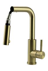 Pure.Sink Elite Steel Spark-S Küchenarmatur PVD gebürstetes Gold mit ausziehbarem Auslauf PS8041-60