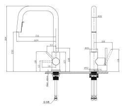 Pure.Sink Elite Steel Crystal-S Küchenarmatur Edelstahl mit ausziehbarem Auslauf PS8050-02