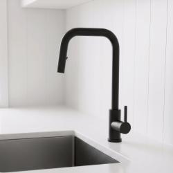 Pure.Sink Elite Steel Crystal-S Küchenarmatur Mattschwarz mit ausziehbarem Auslauf PS8050-10