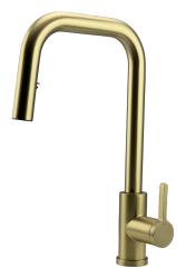 Pure.Sink Elite Steel Crystal-S Küchenarmatur PVD gebürstetes Gold mit ausziehbarem Auslauf PS8050-60