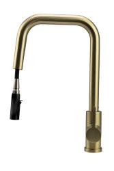 Pure.Sink Elite Steel Crystal-S Küchenarmatur PVD gebürstetes Gold mit ausziehbarem Auslauf PS8050-60