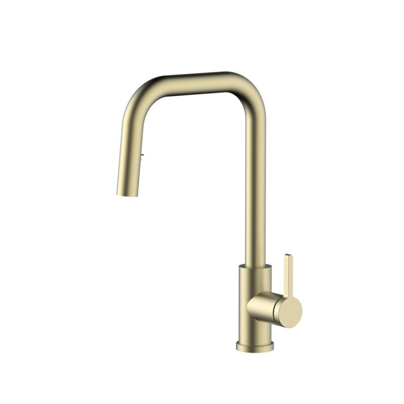 Pure.Sink Elite Steel Crystal-S Küchenarmatur PVD gebürstetes Gold mit ausziehbarem Auslauf PS8050-60