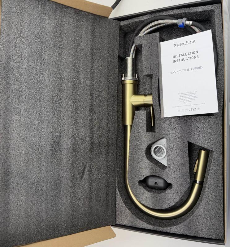 Pure.Sink Elite Steel Stream-S Küchenarmatur PVD gebürstetes Gold mit ausziehbarem Auslauf PS8045-60.