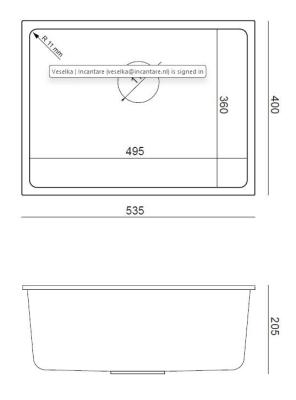 Quadri Elston Anthrazit Granit Unterbauspüle 495x360mm mit Edelstahlstopfen 1208967659