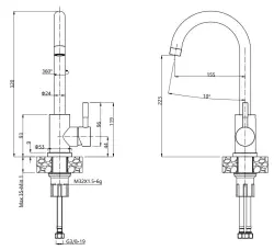 Quadri Coventry Küchenarmatur Grau mit Drehbarer Auslauf 1208967666