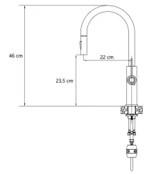 Quadri Retford Küchenarmatur Weiß mit Goldener Ausführung und Herausziehbarem Auslauf mit Brausefunktion 1208967674