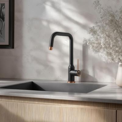 Quadri Stamford Küchenarmatur Schwarz mit PVD-Kupferbeschichtung und schwenkbarem Winkelauslauf 1208967701