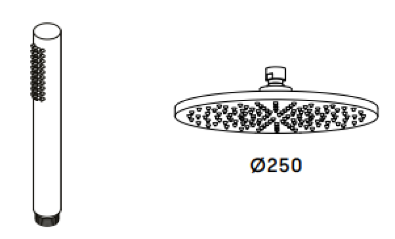 Waterevolution Flow thermostatische Duschkombination mit Regendusche Messing Natur 250mm T141TN25LE