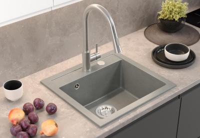 Quadri London Granit Grau Spüle 50x47cm mit Hahnloch Aufsatz - 1208967727