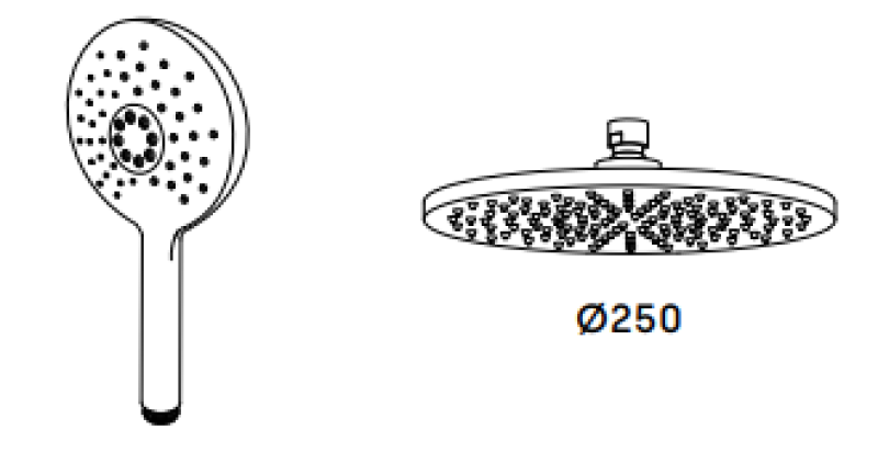 Waterrevolution Flow thermostatische douchecombinatie met regendouche mat zwart 250mm rond T141TNR25PR