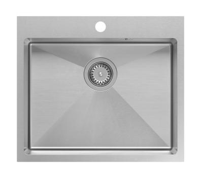 Aquadesign Clara Spülbecken Edelstahl 55x48cm Aufsatz- oder Flacheinbau mit Hahnlochbank und Edelstahlstopfen - 1208967756