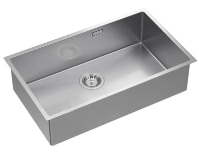 Aquadesign Zara Edelstahl Spüle 74x44cm Unterbau, Flachbau und Aufbau mit Edelstahl-Stecker - 1208967758