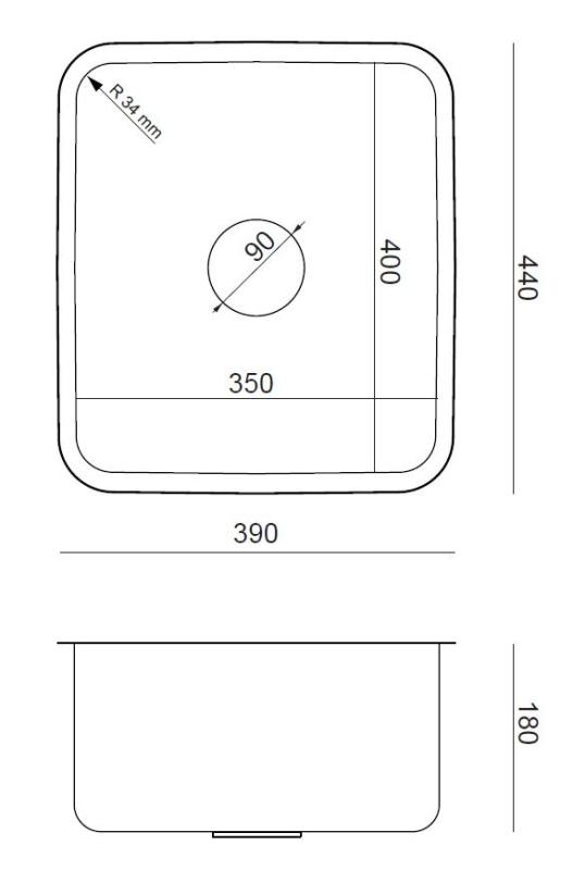 Aquadesign Oxford Edelstahl Spülbecken 35x40cm Unterbau mit Edelstahlstopfen - 1208967761
