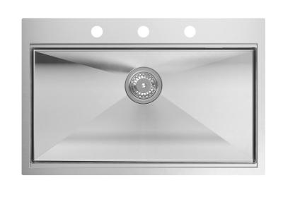 Aquadesign Vesta Edelstahl Spülbecken 76x49cm Auflage- und Flacheinbau mit Armaturenbank, inklusive Edelstahlstopfen und Zubehör - 1208967762