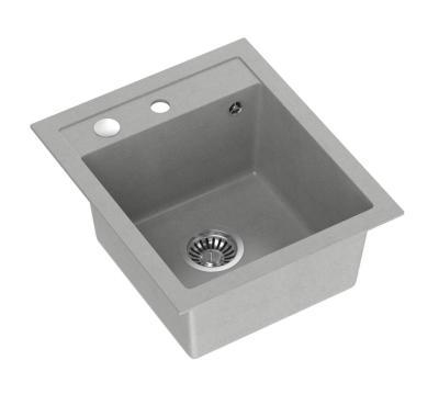 Quadri London Granit Grau Spülbecken 43x50cm mit Hahnlochbank und Edelstahl Stopfen - 1208967765