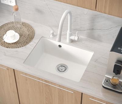 Quadri Elston Weiß Granit Unterbau Spülbecken 495x360mm mit Edelstahlstopfen 1208967774