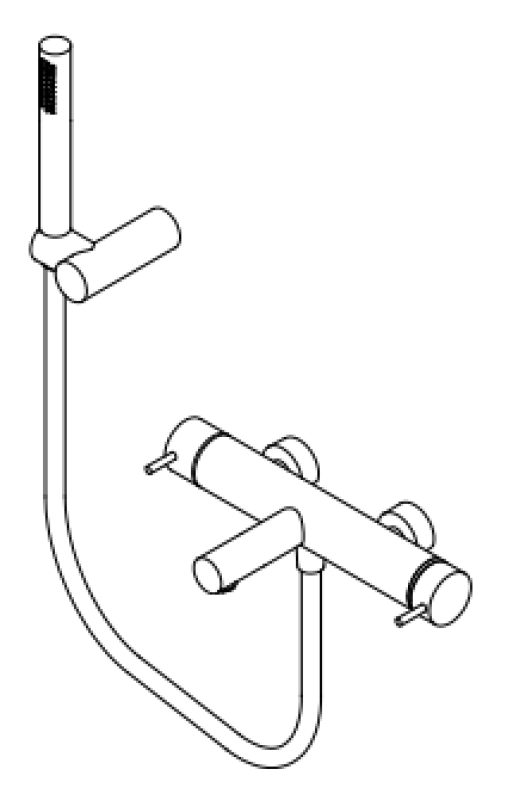 Wasserevolution Flow Zwei-Wege-Duschmischer mit Handbrause Messing Natur T130NLE