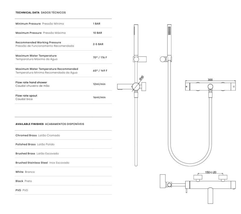 Wasserevolution Flow thermostatische Zwei-Wege-Duschmischbatterie mit Handbrause Light Gold T130TNGME
