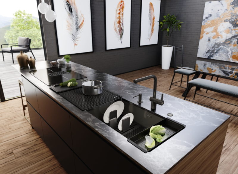 Franke Mythos Masterpiece BXM 210.68 Große Gun Metal Spüle PVD Anthrazit 685x410mm Flachbau und Unterbau - 127.0676.885