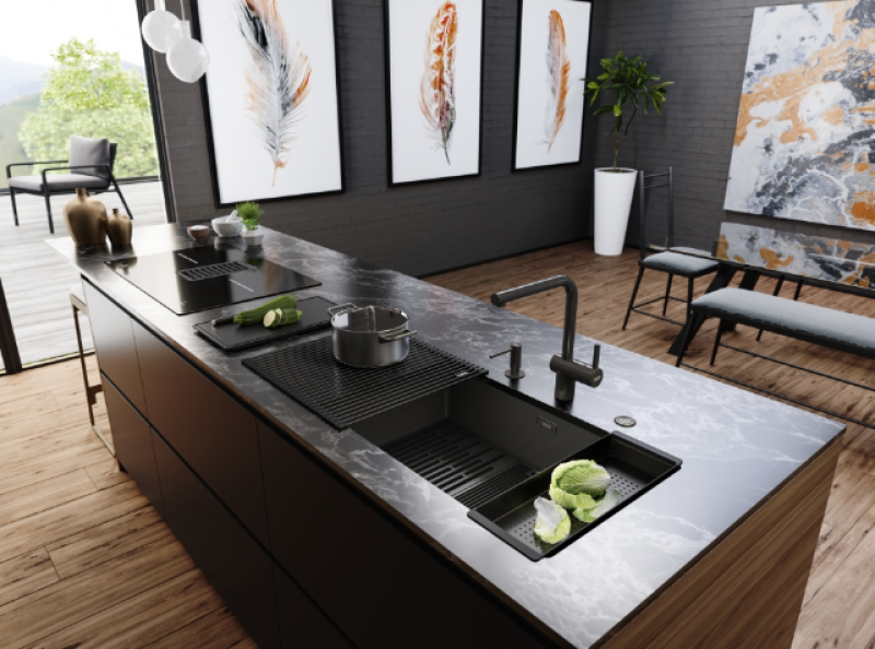 Franke Mythos Masterpiece BXM 210.68 Große Gun Metal Spüle PVD Anthrazit 685x410mm Flachbau und Unterbau - 127.0676.885