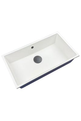 GraniteMy Universal Große Weiße Granitspüle 74x40 cm mit Gunmetal-Ablaufstopfen - 1208967895