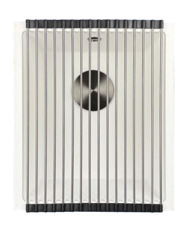 GraniteMy Universal Weiße Granitspüle 34 x 40 cm, weiß, Aufsatz, Unterbau und flächenbündig eingebaut, mit Gunmetal-Stopfen 1208967904