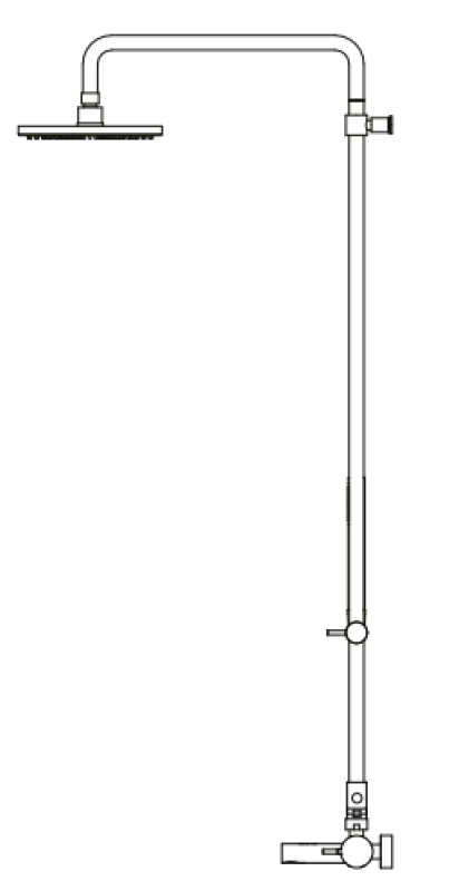 Wasserevolution Flow Drei-Wege-Duschmischer mit Kopfbrause und runder Handbrause Messing T131NRLE