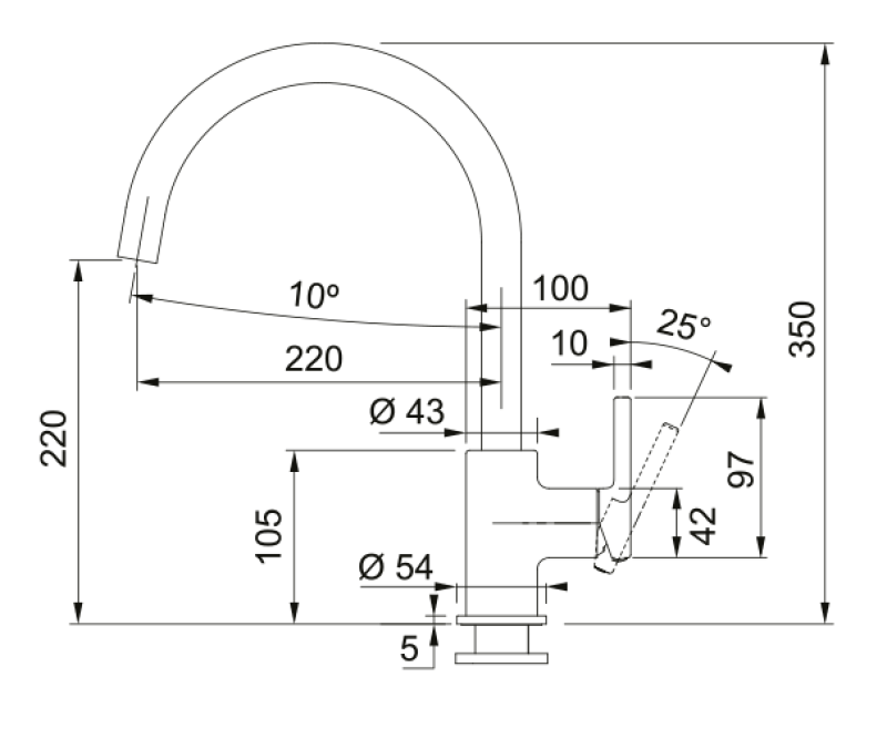 Franke Lina XL Küchenarmatur Onyx mit schwenkbarem Auslauf 115.0626.020