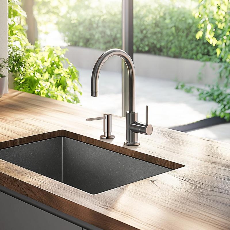 Franke Active Einbau-Seifenspender für die Küche, Granit, Stone Grey Grau 112.0633.078