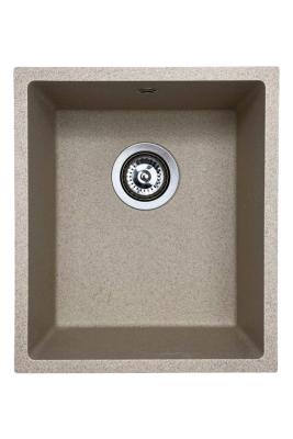 GraniteMy Universal Granit beige Sand Spülbecken 34x40 cm Aufsatz-, Unterbau- und Flachbauweise mit Edelstahlstopfen 1208968007
