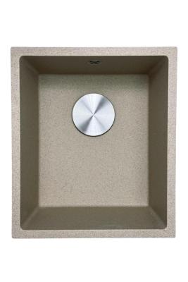GraniteMy Universal Granit beige Sand Spülbecken 34x40 cm Aufsatz-, Unterbau- und Flachbauweise mit Edelstahlstopfen 1208968007
