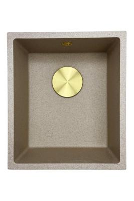 GraniteMy Universal Granit Beige Sands Spüle 34x40 cm Aufsatz-, Unterbau- und Flachbauweise mit goldenem Stopfen 1208968008