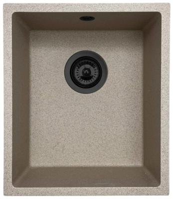 GraniteMy Universal Granit Beige Sand Spülbecken 34x40 cm Aufsatz, Unterbau und Flachbau mit schwarzem Stopfen 1208968010