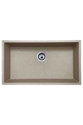 GraniteMy Universal Granit Beige Sand Spülbecken 74x40 cm Aufsatz, Unterbau und Flachbau mit Edelstahlstopfen 1208968017