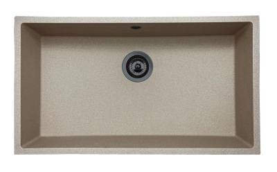 GraniteMy Universal Granit Beige Sand Spülbecken 74x40 cm Aufsatz, Unterbau und Flachbau mit Gun Metal Stopfen 1208968021