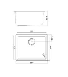 Schwarzes Spülbecken 50x40cm Unterbau, Auflage und flächenbündiger Einbau mit goldenem Stöpsel 1208968037