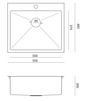 Aquadesign Clara Spülbecken Kupfer 55x48cm Aufsatz- oder Flacheinbau mit Armaturenbank und Kupferstopfen - 1208969505