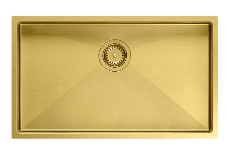 Aquadesign Zara Spülbecken Gold 74 x 44 cm Unterbau, Einbau und Aufsatz mit goldenem Stopfen – 1208969509