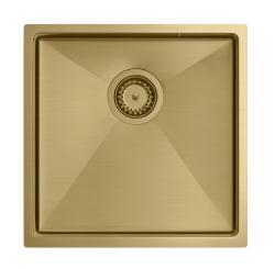 Aquadesign Zara Spülbecken Gold 44x44cm Unterbau, Flachbau und Aufbau mit Goldenem Stopfen - 1208969514