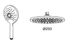 Waterevolution Flow drie-weg douchemengkraan met hoofddouche diameter 250mm en ronde handdouche gun metal T131NR25GME