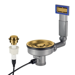 Lorreine Spülbecken Korbventilset Gold mit Überlauf und Druckknopf für Automatische Entleerung 1208969592