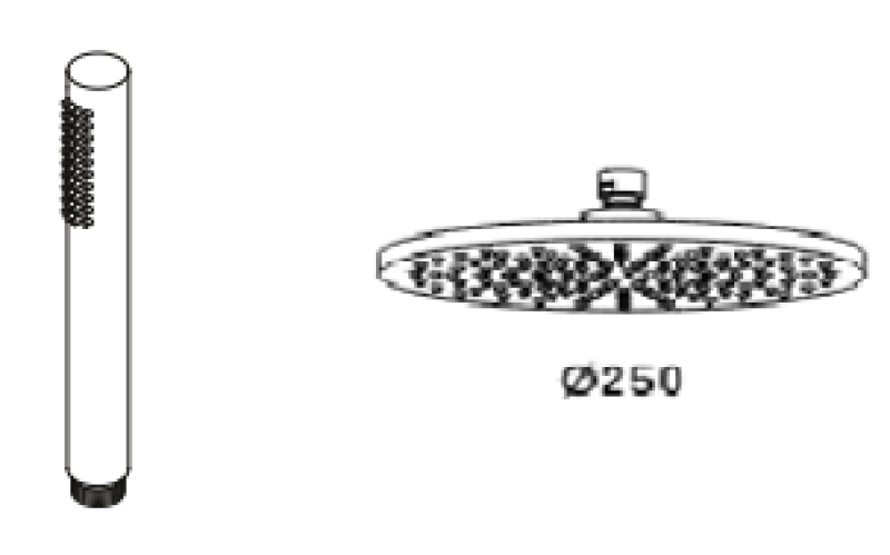 Wasserevolution Flow Drei-Wege-Thermostat-Duscharmatur mit Hand- und Kopfbrause Weiß 250mm T131TN25BR