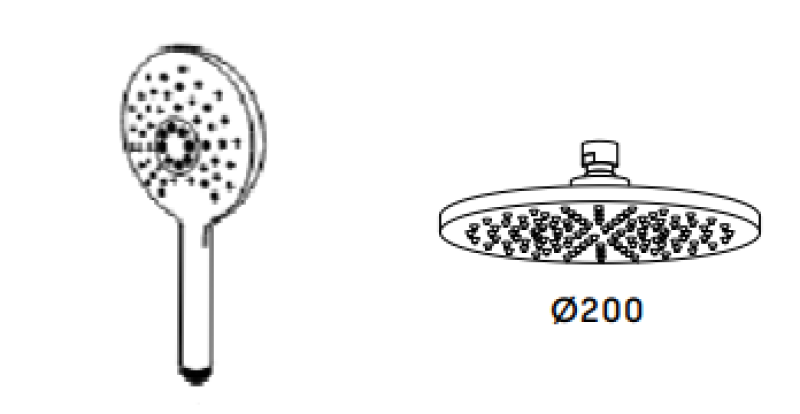 Wasserevolution Flow thermostatische Drei-Wege-Duscharmatur mit Kopfbrause und runder Handbrause light gold T131TNRWGE