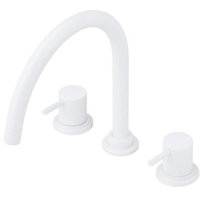 Wasserevolution Flow 3-Loch Küchenarmatur mit schwenkbarem Auslauf und Anschluss für gefiltertes Wasser, weiß, T152UBR